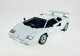 Lamborghini Countach LP500 S diecast model car, white, 1:24 scale, front three-quarter view
