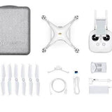 Used DJI Phantom 4 Pro drone parts and accessories, including propellers and charger