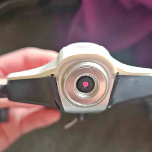Drone front camera with round lens and status light