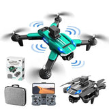 Teal 4-rotor drone kit with camera, controller, and carrying case