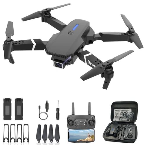 Foldable RC quadcopter drone with controller and carrying case