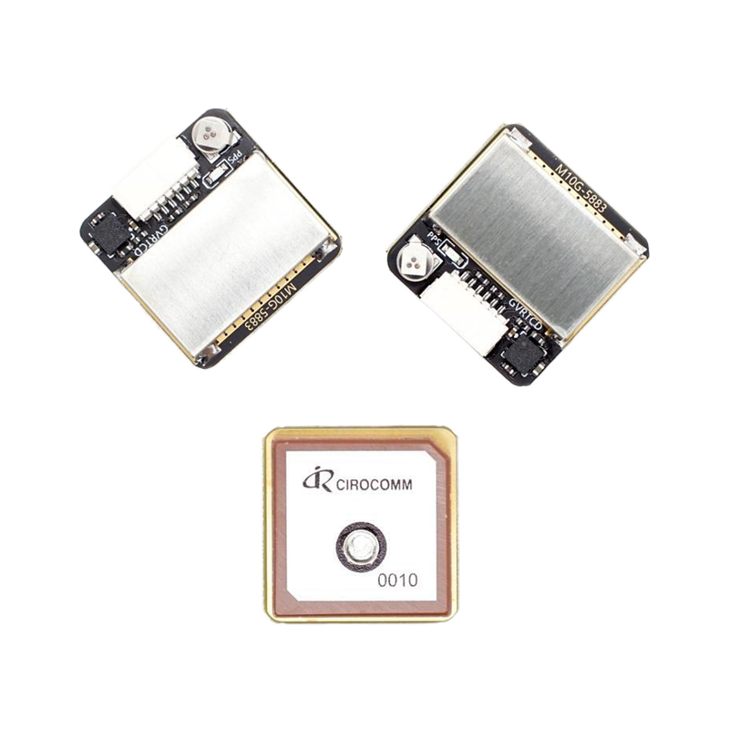 20mm GNSS compass module PCB with gold metal patch and mounting pads