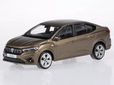 Brown 1:43 diecast model car with open windows and front-left view