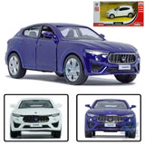 Purple Maserati Levante GTS diecast model car, front 3/4 view