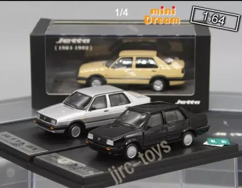 1:64 diecast Volkswagen Jetta GT MKII model car set: silver and black