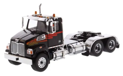 Diecast Masters Western Star 4700 SF day cab tractor unit, black with chrome details
