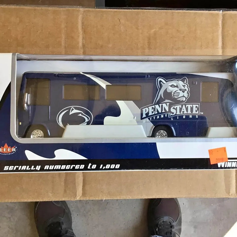 Penn State 2002 Winnebago diecast toy truck in blue with Nittany Lions graphics