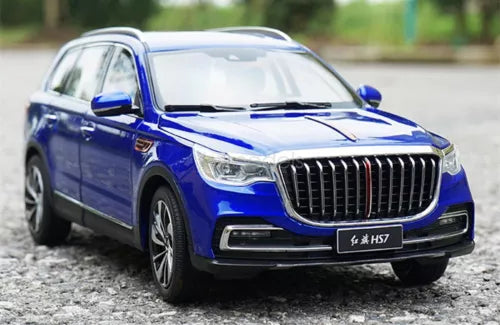1/18 scale blue SUV diecast model car with front grille and headlights