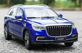 1/18 scale blue SUV diecast model car with front grille and headlights