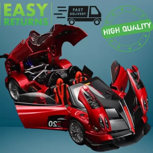 Red and black 1:18 scale Pagani Huayra BC diecast model car with open cockpit