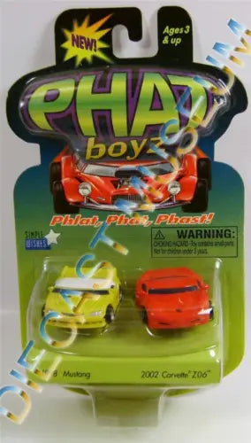 Phat boys diecast car set in blister pack with yellow and red cars