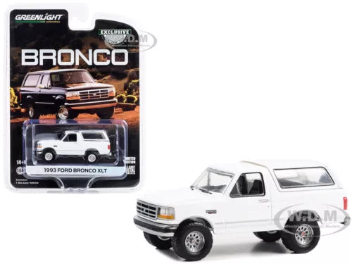 Greenlight 1/64 diecast 1993 Ford Bronco XLT model car, white