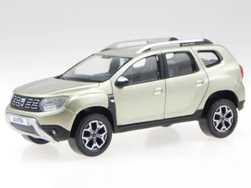 Dacia Duster 2018 beige diecast model car, front 3/4 view, 1:43 scale