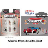 Die-cast car meet 4 mini figure set in blister pack