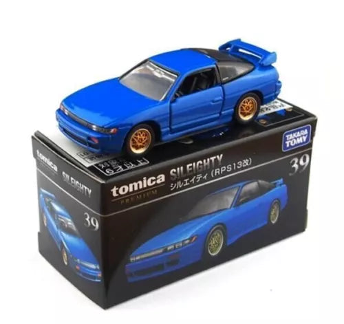 Takara Tomy Tomica Premium blue diecast Nissan Sileighty RPS13 model car on box
