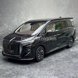 1:18 scale HongQi HQ9 MPV black diecast car, front 3/4 view