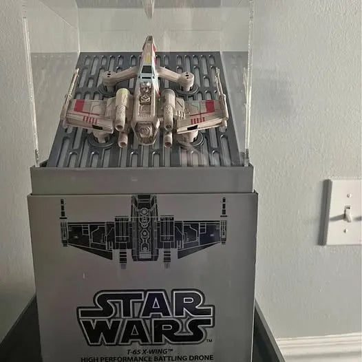 Gray Star Wars 6-wing high-performance battle drone with wings, shown in box