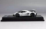 1:64 sports model diecast resin car, white with black accents on display base