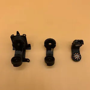 Black drone gimbal shock absorbing motor bracket with mounting hardware