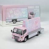 Pink Hello Kitty billboard diecast truck model, 1:64 scale, front 3/4 view