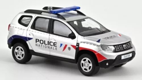 Diecast model car Norev Dacia Duster 2021 Police Nationale in white with red and blue decals