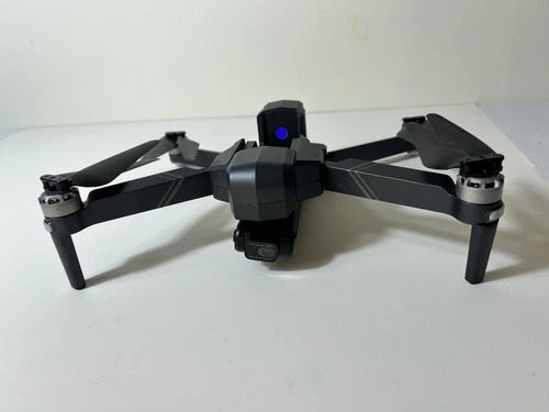 Gray camera drone with 2-axis gimbal, four propeller arms
