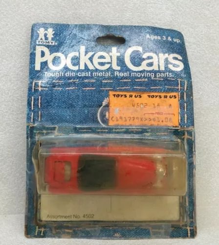 Pocket Cars die-cast metal car blister pack with red and black coupe