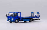 1:64 blue flatbed tow truck diecast metal model with raised tow equipment