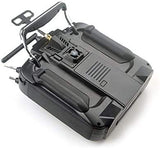 RC radio transmitter module with antenna and dark gray housing, top controls