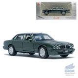 1/36 Jaguar XJ6 alloy diecast model car, green sedan front 3/4 view