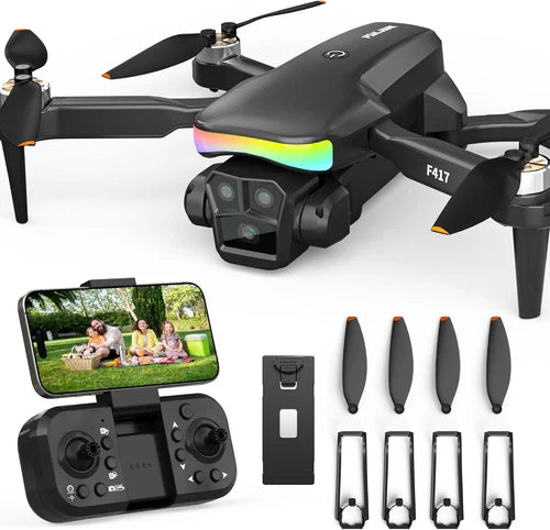 F417 Drone with Camera 1080P for Beginners and Adults,Rgb LED Light 90?Electric Drone