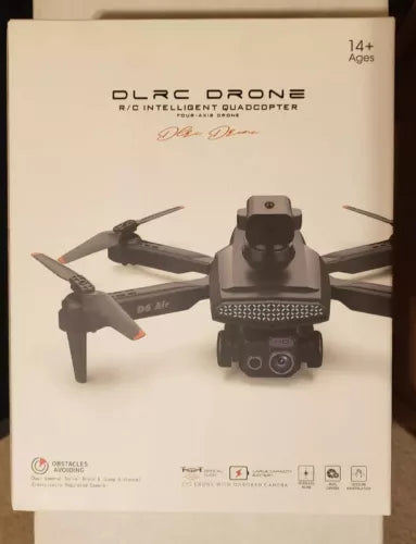 Remote control quadcopter drone box with printed quadcopter and dual camera