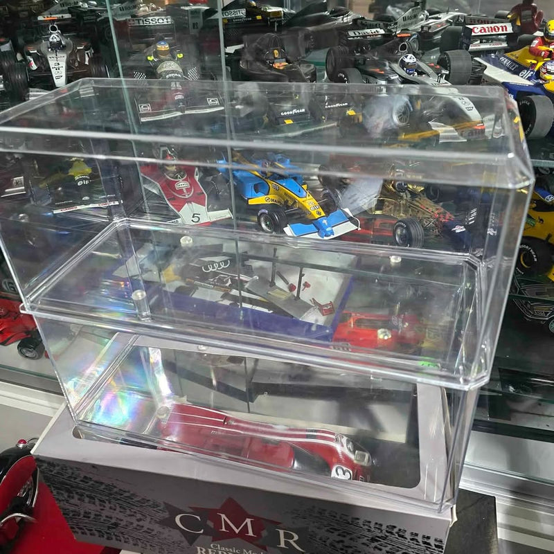 Clear acrylic display case with multiple tiers for 1/18 diecast cars