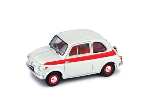 Brumm 1:43 FIAT 500 Sport diecast car, white with red accents and black wheels