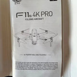 Folding 4K Pro drone box with top-down diagram and 4 propellers