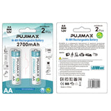 PUJIMAX High Capacity 2700mah Remote Control Batteries 2a Small Rechargeable Battery 2pcs 1.2v Aa Nimh Battery Pack Drone