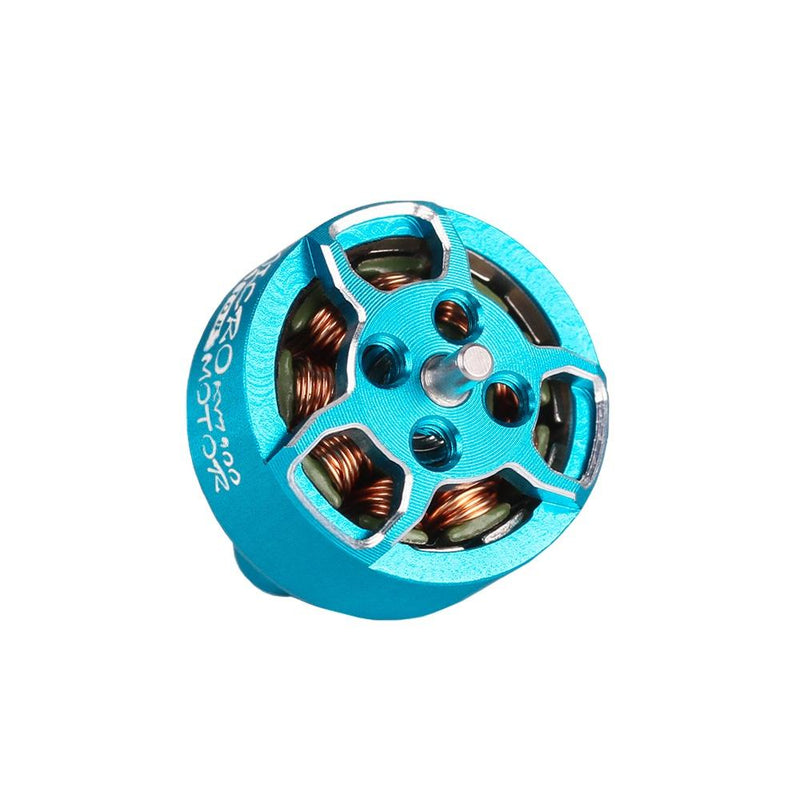 Blue RC drone brushless motor with copper windings and mounting holes