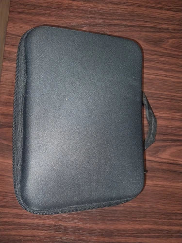 Dark gray zippered hard drone case with carry handle strap