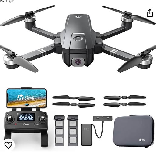 Folding quadcopter drone kit with controller, extra batteries, charging cables, and carrying case