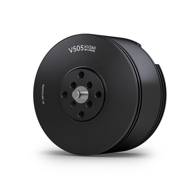 Black brushless DC motor, V505 KV260, circular housing with mounting holes