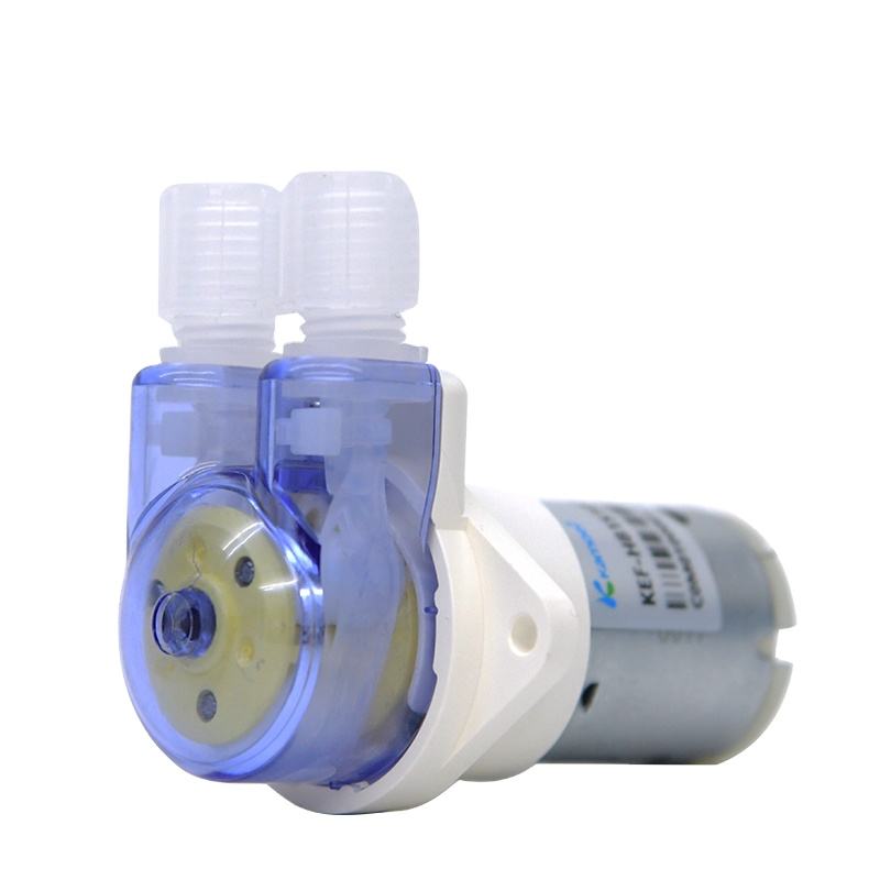 Mini peristaltic water pump with silicone tube and clear pump head, 12V motor