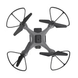 Grey RC quadcopter drone with four propellers and front camera module