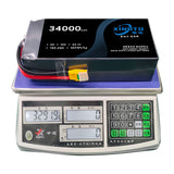 Solid state lithium ion battery pack with black label and connector leads