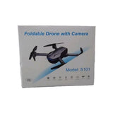 Foldable camera drone box, Model S101, folded quadcopter illustration