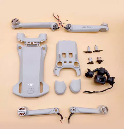 DJI Mini 3 Pro parts drone set with body, arms, propellers, camera module, gimbal