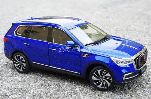1/18 scale HongQi HS7 SUV diecast model car, blue with detailed grille