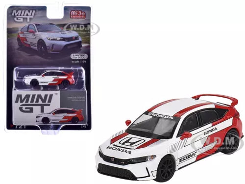 1/64 diecast race car model, white with red accents, Honda Civic Type R