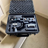 Camera gimbal stabilizer kit in hard case with foam insert and mounted parts