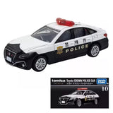 Police diecast SUV with white body, black stripe, and red roof light