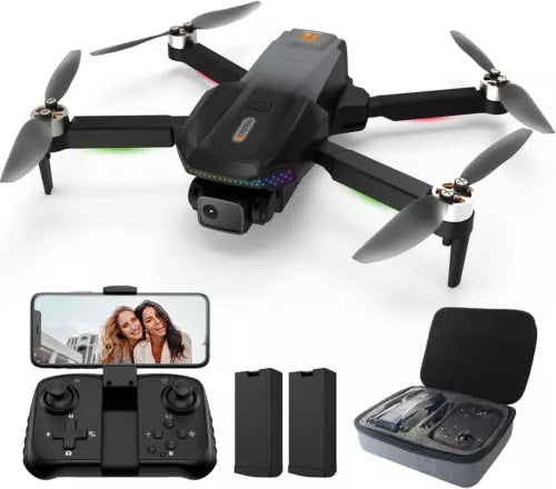 Quadcopter drone with camera, remote controller, and storage case